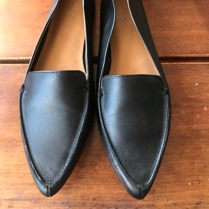 J.Crew Black Leather Point Toe ‘Edie’ Flats Loafer
